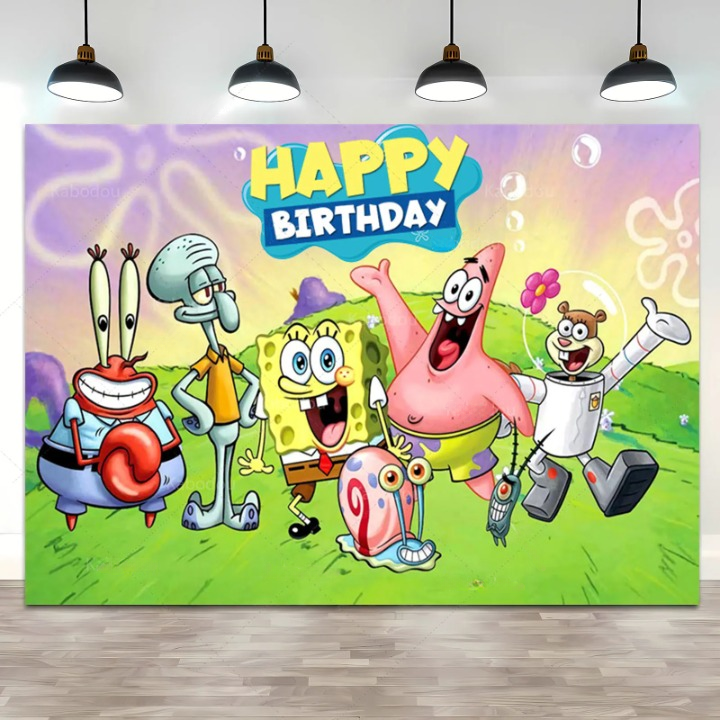 5x4 ft Spongebob Birthday Backdrop Decoration