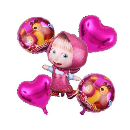 5 pcs Masha and the bear Foil Balloon set