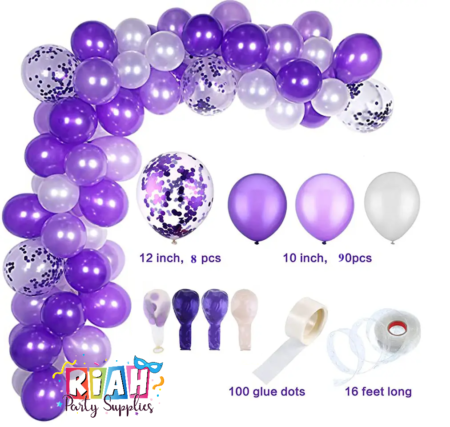 100 pcs Balloon Garland Kit - Purple and White