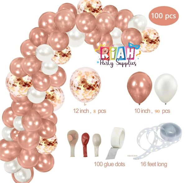 Rosegold-White-Balloon-Garland-Kit