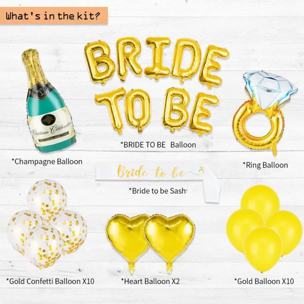Bride to Be Decoration Pack - Gold