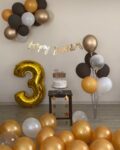 Elegant Birthday Decoration Black and Gold Pack