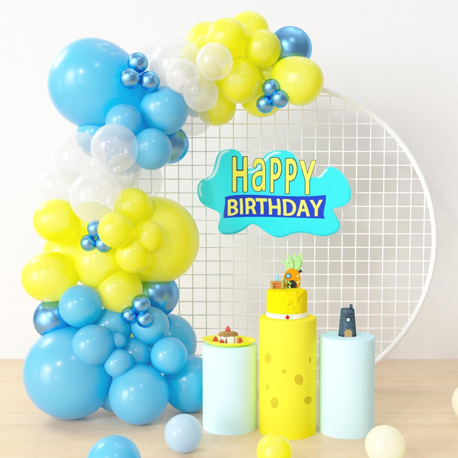 thumbnail image 2 of Royal Blue Gold Birthday Decorations 121Pc Banner Balloons For Men 16-60th Party 2 of 9