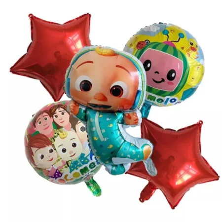 Coco melon Foil Balloon 5 Pcs Theme Set for Birthday Party Celebrations & Decorations