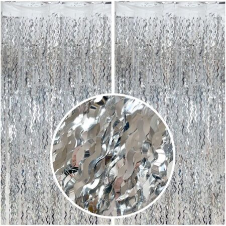 Wavy Foil Fringe Curtains Backdrop for Party Decorations