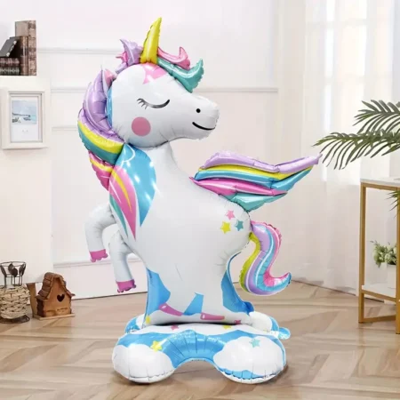Unicorn standing Foil balloon with base