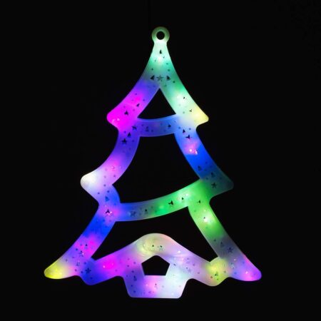 Multi Coloured LED Christmas Tree Window Light