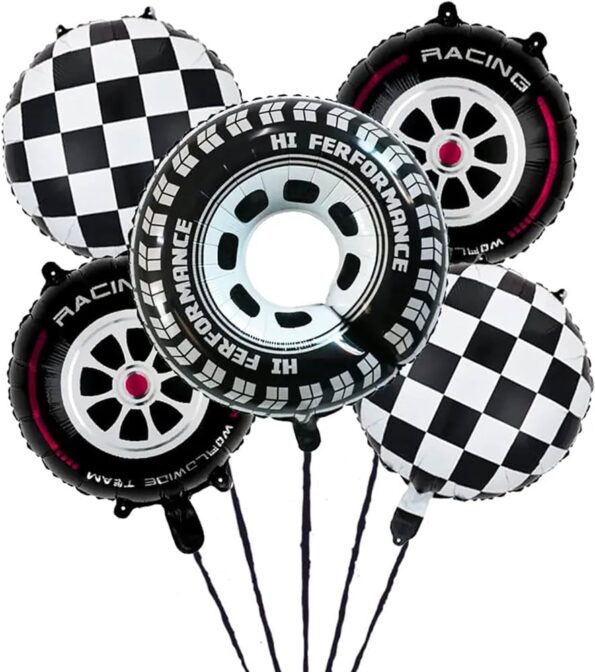 5 PCs Car Tyre Racing Foil Set for Birthday Decorations