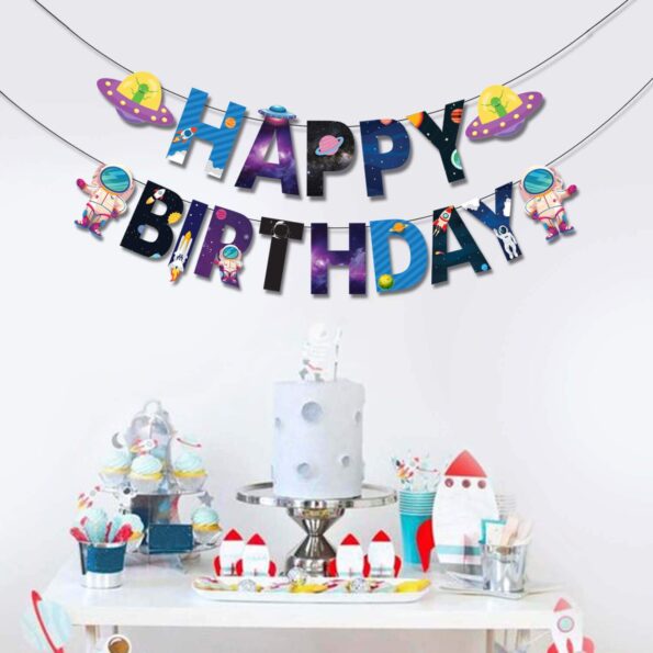 Space theme Happy Birthday Banner New