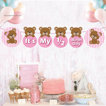 Teddy Bear Half Birthday Banner for Half Birthday