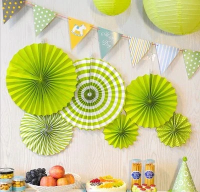 6pcs Paper Rosette Fan Decoration