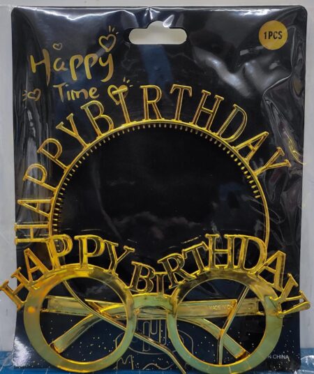 Happy Birthday Crown With Golden Eye Glasses