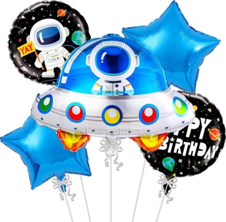 5 PCs Satellite Space theme Foil Balloon Set for Space theme Birthday Decorations