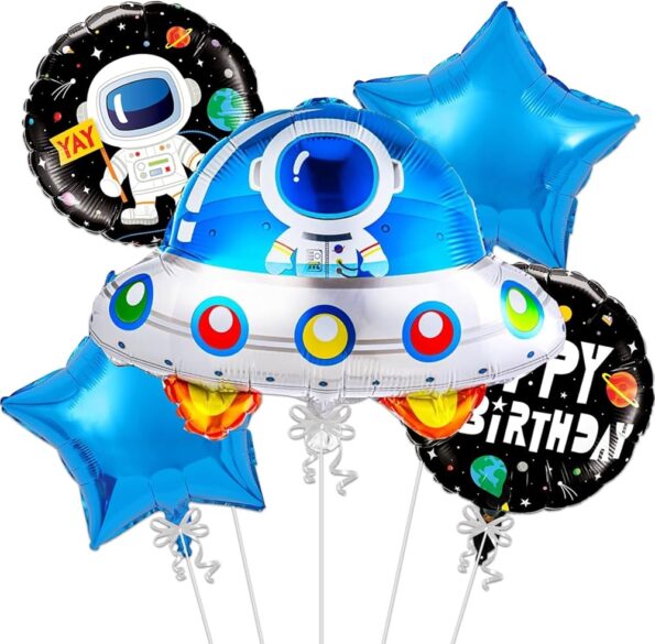 5 PCs Satellite Space theme Foil Balloon Set for Space theme Birthday Decorations