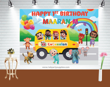 Cocomelon Birthday Backdrop for Birthday Decorations