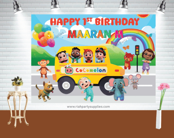 Cocomelon Birthday Backdrop for Birthday Decorations