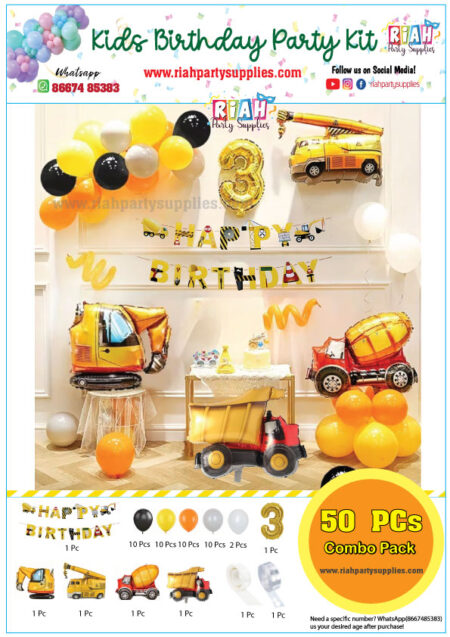 50 Pcs Construction Birthday Party Decoration Pack