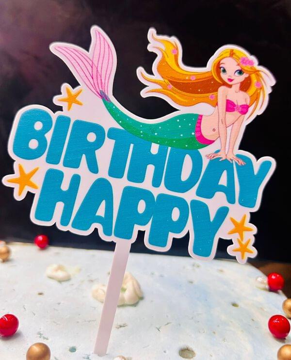 Happy Birthday Mermaid theme Cake Topper Happy Birthday Mermaid theme Cake Topper