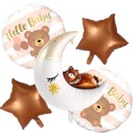 5 Pcs Teddy Bear Moon & Hello Baby Foil Balloon Set